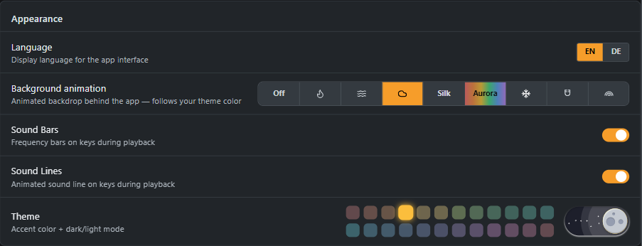 Appearance settings
