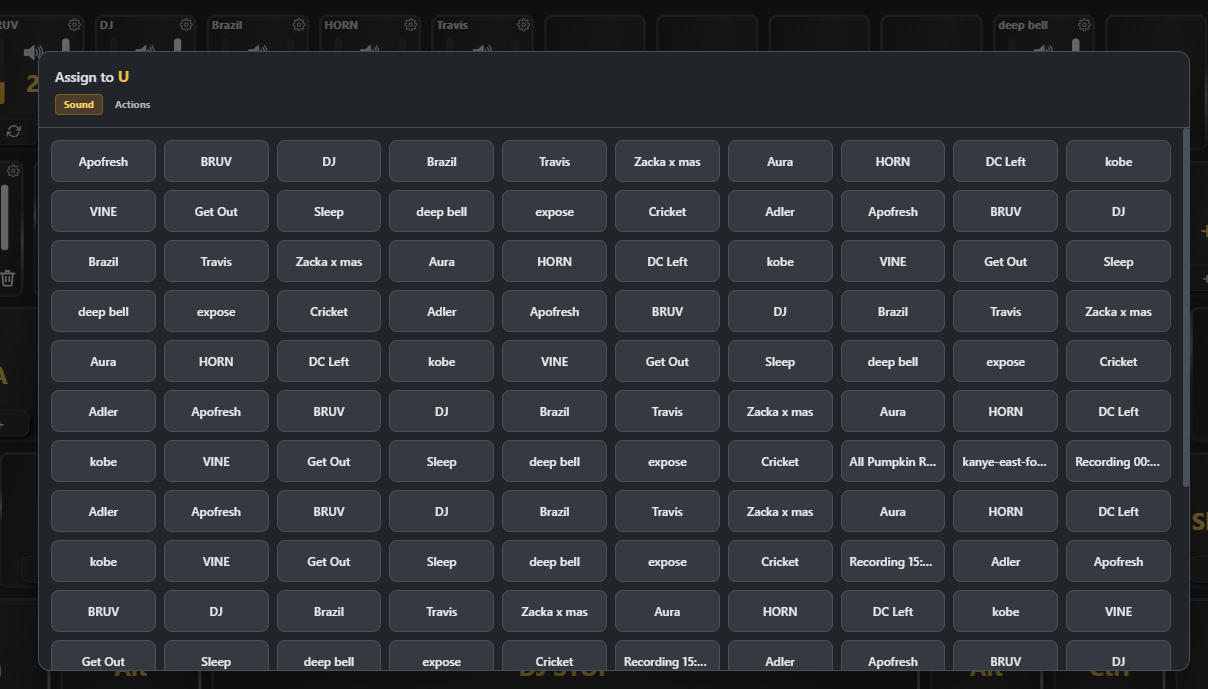 Assign sound popup