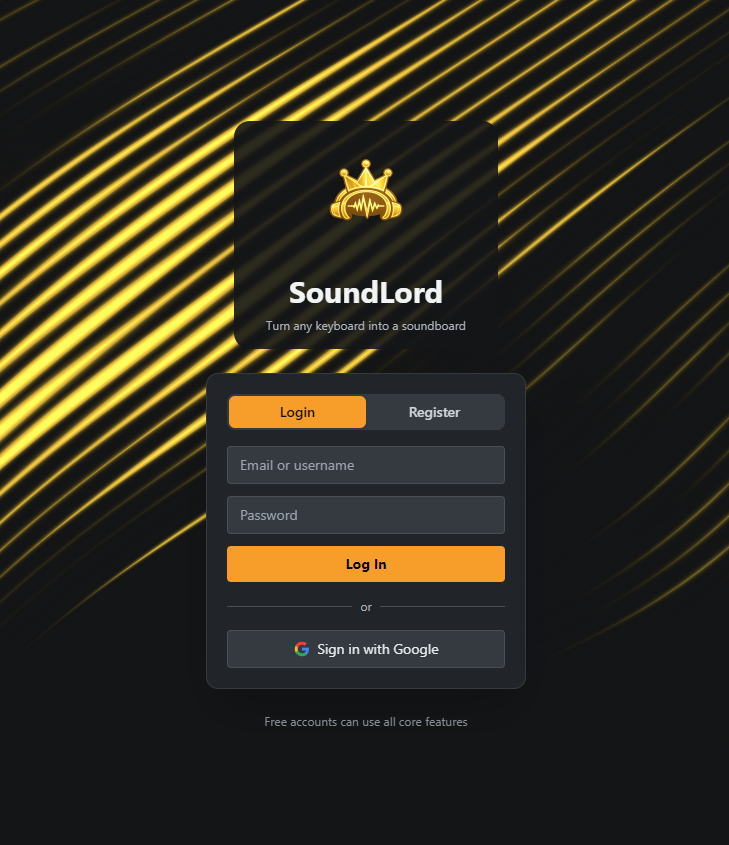 SoundLord login window