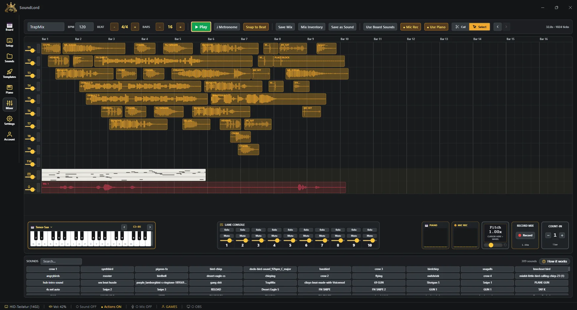 SoundLord Mixer tab