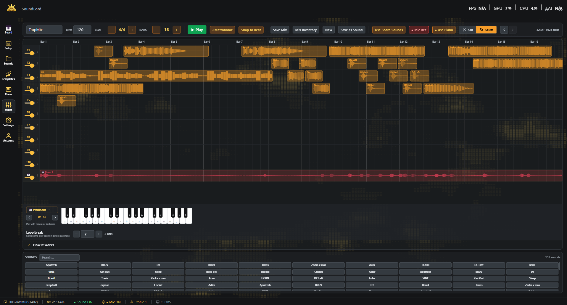 SoundLord Mixer tab