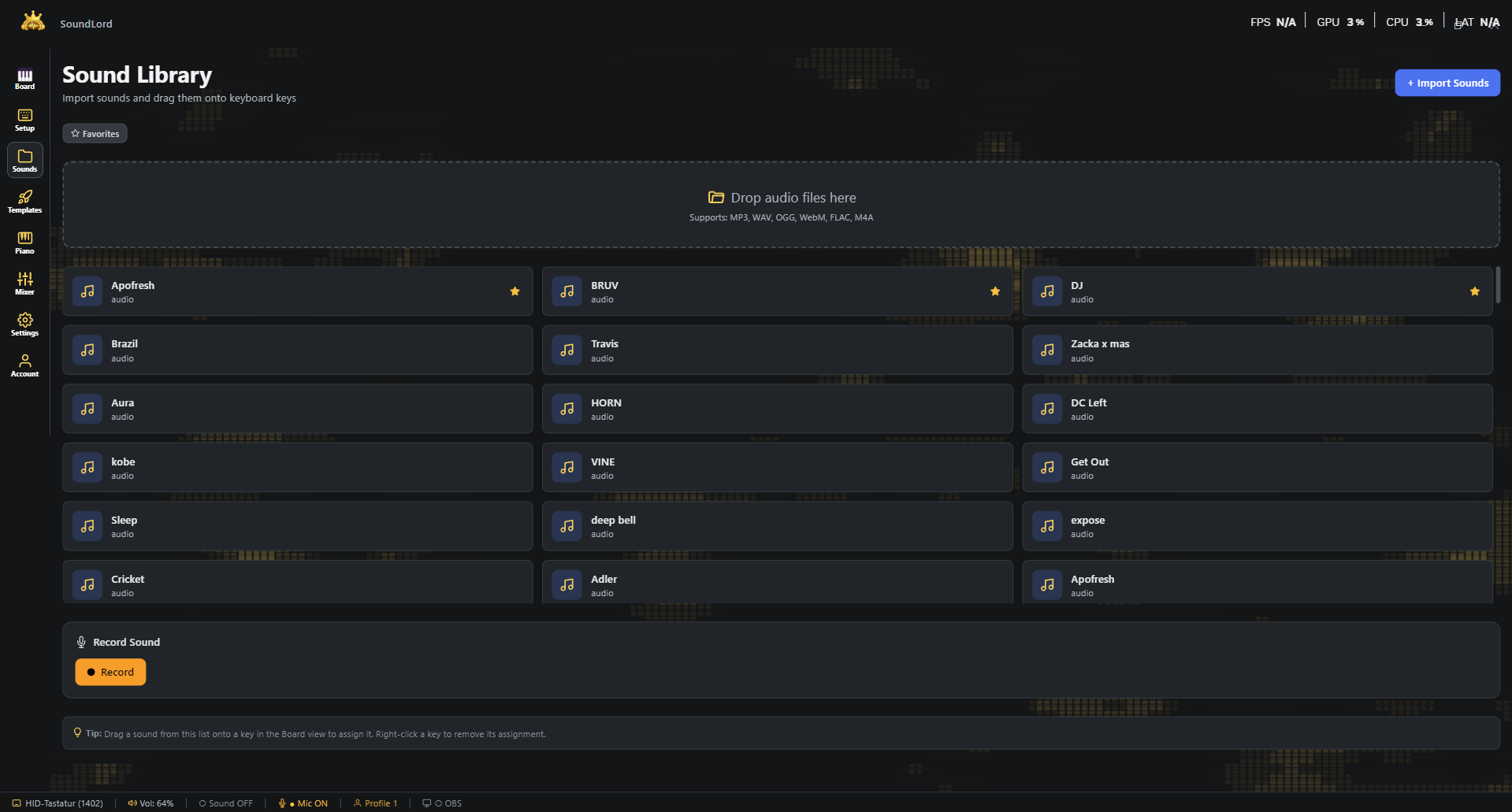 SoundLord Sound Library tab
