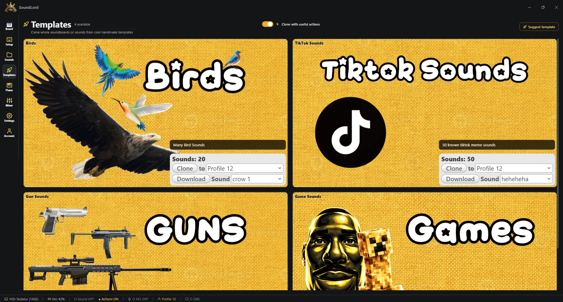 SoundLord Templates tab